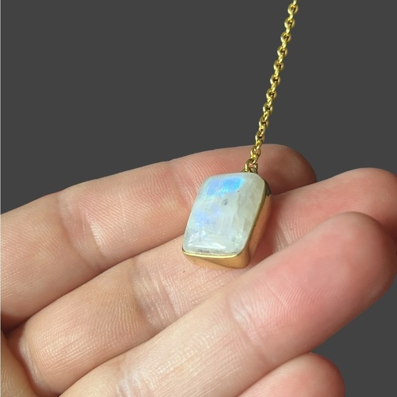 Moonstone Lariat Gold Necklace - Picture 3 of 4